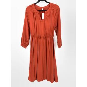 Old Navy Dress Women's Sz Small A-Line Cinched Waist Boho Style Burnt Sienna NEW